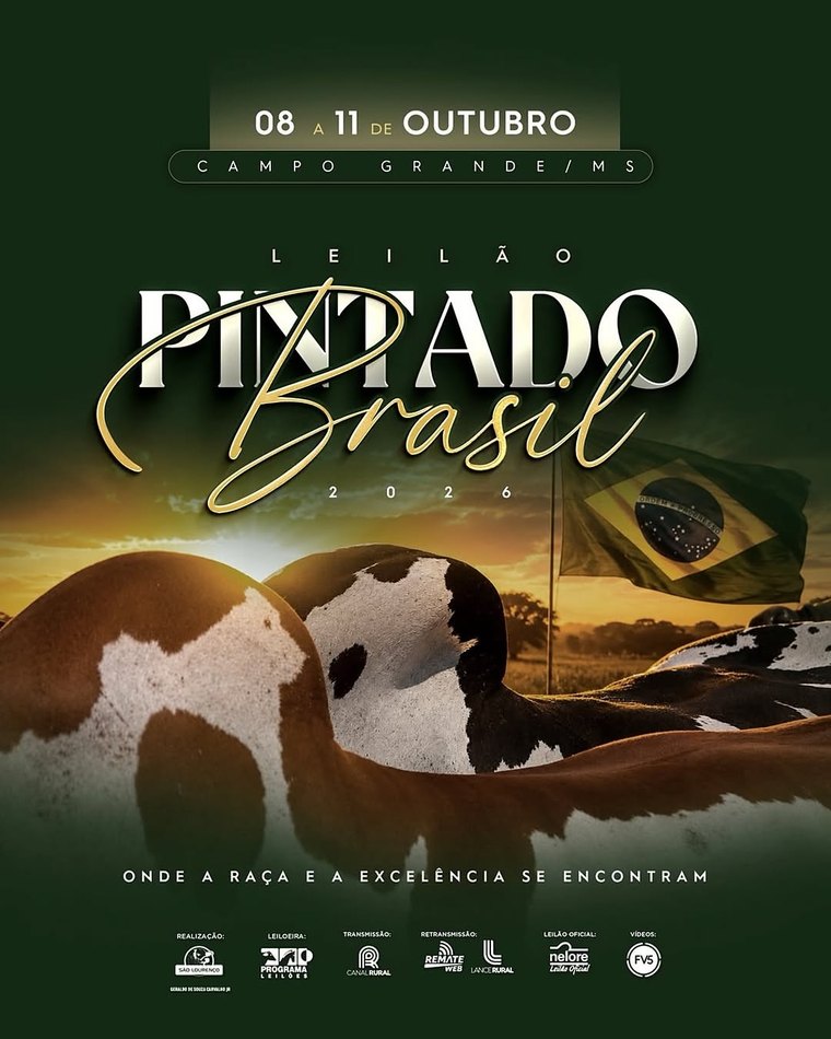 Leilão Pintado Brasil 2026, Etapa Embryo, 8 de outubro, Nelore Pintado